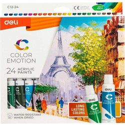 Deli Color Emotion Σετ Ακρυλικά Χρώματα Ζωγραφικής 12ml 24τμχ