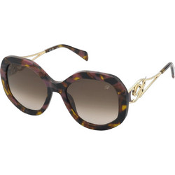 Blumarine SBM892 0AHL Γυναικεία Γυαλιά Ηλίου Πολυγωνικά Μεταλλικά Χρυσό Ταρταρούγα με Καφέ Φακό