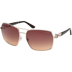 Guess GU00159 33F Ανδρικά Γυαλιά Ηλίου Τετράγωνα Μεταλλικά Χρυσά με Καφέ Φακό