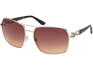 Guess GU00159 33F Ανδρικά Γυαλιά Ηλίου Τετράγωνα Μεταλλικά Χρυσά με Καφέ Φακό