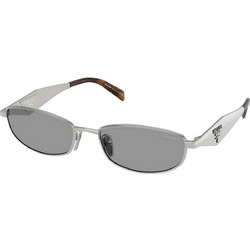 Prada PRD51S 1BC50Q Ανδρικά Γυαλιά Ηλίου Ορθογώνια Μεταλλικά Ασημί με Γκρι Φακό