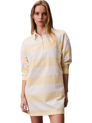 Calvin Klein Mini Καθημερινό Φόρεμα Λευκό Κίτρινο LV047F214G-HW6