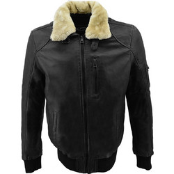Leather 100 Ανδρικό Μπουφάν Χειμωνιάτικο Δερμάτινο Μαύρο 37-M-A2-PILOT