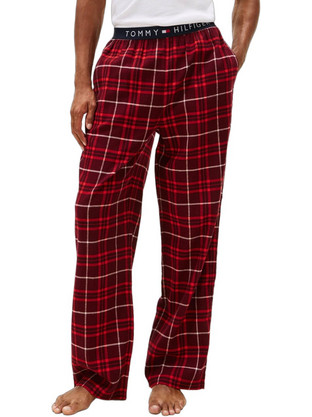 Tommy Hilfiger Χειμωνιάτικο Ανδρικό Παντελόνι Πιτζάμας Βαμβακερό Καρό Μπορντό UM0UM03589-0VZ
