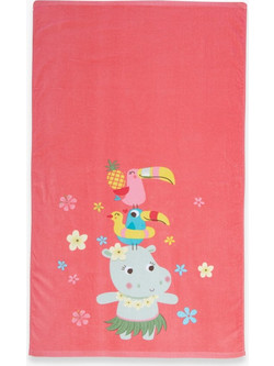 Nef-Nef Aloha Hippo Παιδική Πετσέτα Θαλάσσης Κοραλί 70x120cm 040060