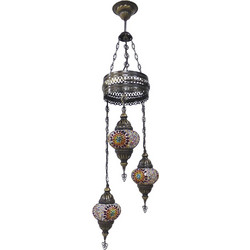 Heronia Lighting Oriental Κρεμαστό Φωτιστικό Οροφής Τρίφωτο E14 Πολύχρωμο Φ30x110cm 02-0491