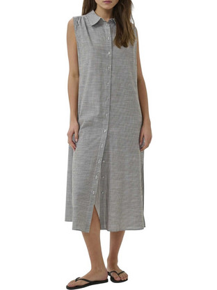 My Essential Wardrobe Midi Καλοκαιρινό Καθημερινό Φόρεμα Σεμιζιέ Γκρι 10705550-109459