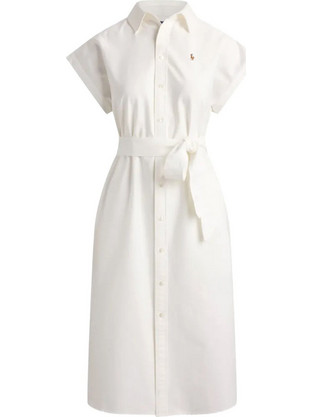 Polo Ralph Lauren Midi Καλοκαιρινό Φόρεμα Σεμιζιέ Λευκό 211A12907002-100
