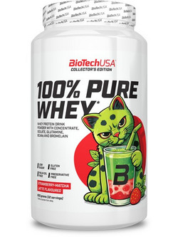 Biotech USA 100% Pure Whey Strawberry Matcha Latte Πρωτεΐνη Ορού Γάλακτος Γράμμωσης Χωρίς Γλουτένη 900gr