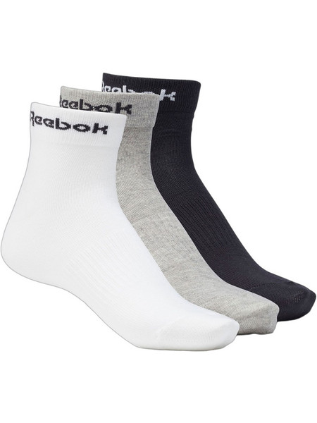 Reebok Ανδρικές Κάλτσες Κοντές Λευκές Μαύρες Γκρι 3Pack GH8168