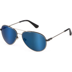 Police SPLL11-62K07B Ανδρικά Γυαλιά Ηλίου Aviator Μεταλλικά Μαύρα με Μπλε Φακό