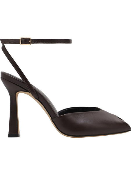Haralas Γόβες Δερμάτινες με Χοντρό Ψηλό Τακούνι & Λουράκι Σοκολατί 14-13