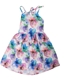 Serafino Παιδικό Φόρεμα Floral Μωβ Μπλε 6593