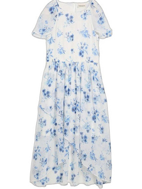 Bonprix Παιδικό Φόρεμα Floral Άσπρο Γαλάζιο 966183