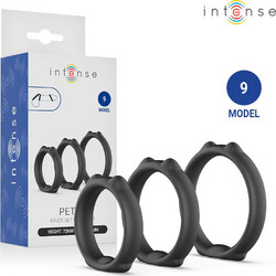 Intense Model 9 Peter Penis Rings Ελαστικό Δαχτυλίδι Πέους & Όρχεων Σιλικόνης Μαύρα 3τμχ