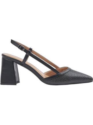 Verde Γόβες Slingback Δερμάτινες με Χοντρό Ψηλό Τακούνι Μαύρες 28-4232