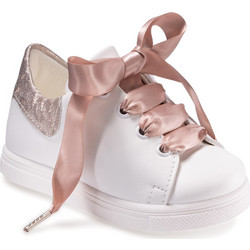 Gorgino Βαπτιστικά Sneakers για Κορίτσι Δερμάτινα Ανατομικά Λευκά Σομόν 2334