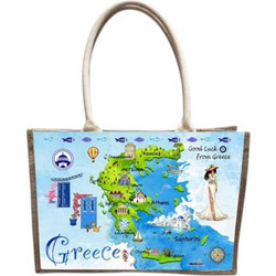 Tradesor Greece Υφασμάτινη Τσάντα Θαλάσσης Ώμου Γαλάζια 25x36cm 871899