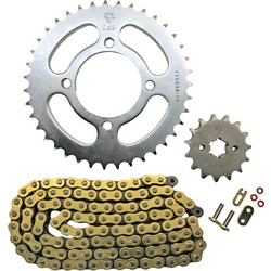 JT Σετ Αλυσίδα Χρυσή & Γρανάζια Κίνησης 39T 15T 428 O-Ring 112 Links για Yamaha Crypton X-135