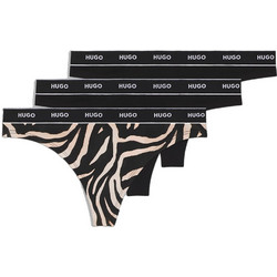 Hugo Βαμβακερά Γυναικεία String Μαύρα 3Pack 50545703-972