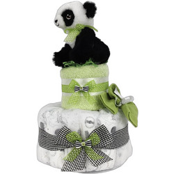 Τούρτα από Πάνες για Νεογέννητο Αγόρι Panda Lime