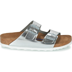 Birkenstock Arizona Δερμάτινα Γυναικεία Σανδάλια Ανατομικά Ασημί 1005961