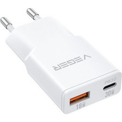 Veger TC301 Φορτιστής χωρίς Καλώδιο με Θύρα USB-A & Θύρα USB-C 30W Quick Charge 3.0 & Power Delivery