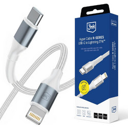 3mk Braided USB-C to Lightning Cable 27W 3m White 5903108739245