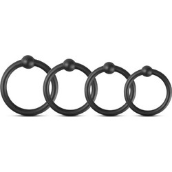 Guilty Toys Quattro Σετ Δαχτυλίδια Πέους & Όρχεων Σιλικόνης Μαύρα 4τμχ