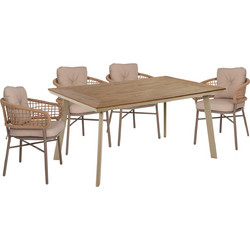 HomeMarkt Taber Σετ Τραπεζαρία Κήπου Αλουμίνιο 5τμχ Καφέ HM10841.01