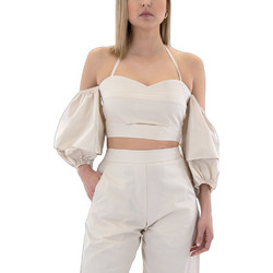 Moutaki Γυναικείο Καλοκαιρινό Crop Top Βαμβακερό Εκρού 25.01.05