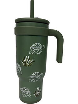 Abo In a Fast World Be a Turtle Παιδικό Παγούρι Θερμός Ανοξείδωτο BPA Free με Καλαμάκι Χακί 1180ml