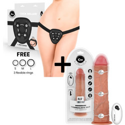 Cock Miller Harness Strap On με Dildo 21.5cm & Δόνηση Flesh