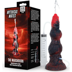 Mythical Mates The Marshborn Dildo με Βεντούζα & Δυνατότητα Εκσπερμάτωσης 24cm Μαύρο Κόκκινο