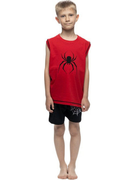 Galaxy Spider Παιδική Πιτζάμα Βαμβακερή Καλοκαιρινή Κόκκινη Μαύρη 304-55