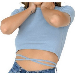 Only Γυναικείο Καλοκαιρινό Crop Top Ριπ Γαλάζιο 15238592