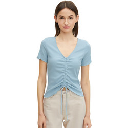 Tom Tailor Γυναικείο Καλοκαιρινό Crop Top Βαμβακερό Γαλάζιο 1031500-26298