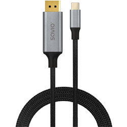 SAVIO Καλώδιο DisplayPort 1.4 to USB-C Male Braided 2m Black CL-208