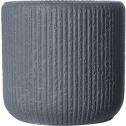Supergreens Stripe L Γλάστρα Στρογγυλή Πήλινη Ανθρακί 42x40cm C-9170-8