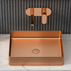 Ravenna Επικαθήμενος Νιπτήρας Μπάνιου Inox 48x37x10cm Ροζ Χρυσός