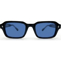 Enzo SZ8106 C6 Ανδρικά Γυαλιά Ηλίου Τετράγωνα Κοκάλινα Μαύρα με Μπλε Φακό