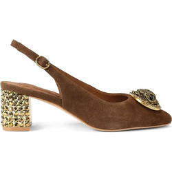 Kurt Geiger Γόβες Suede Slingback με Χοντρό Χαμηλό Τακούνι & Στρας Σοκολατί 3415030209-30