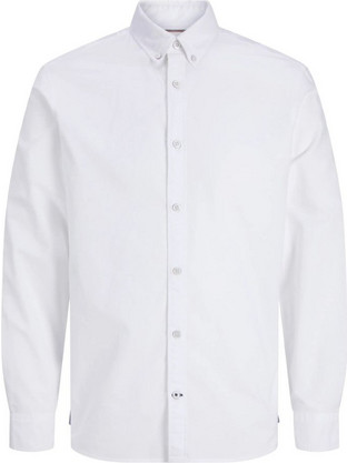 Jack & Jones Ανδρικό Πουκάμισο Βαμβακερό Μακρυμάνικο Κανονική Γραμμή Λευκό 12298763