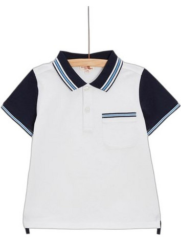 Dpam Παιδικό Polo Κοντομάνικο Λευκό Navy Μπλε TOPOPOL
