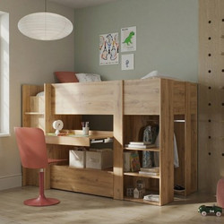 InsideHome Gabin Παιδικό Κρεβάτι Υπερυψωμένο Μονό για Στρώμα 90x200cm με Γραφείο & Αποθηκευτικό Χώρο ALL-IN-ONE
