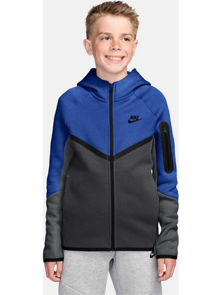 Nike Παιδική Ζακέτα Fleece με Κουκούλα και Φερμουάρ Μαύρη Μπλε HV5867-481