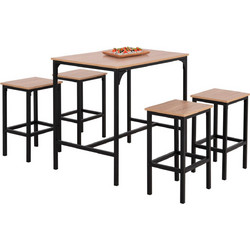 HomeMarkt Boxy Σετ Μπαρ Κήπου Μεταλλική 5τμχ Μαύρο Καφέ HM9882.01