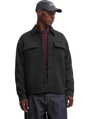 Jack & Jones Ανδρικό Πουκάμισο Βαμβακερό Μακρυμάνικο Κανονική Γραμμή Overshirt Μαύρο 12300901