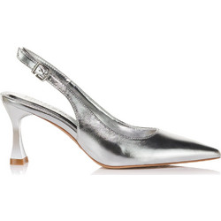 Primadonna Γόβες Slingback Δερμάτινες με Λεπτό Χαμηλό Τακούνι Ασημί 41101LM