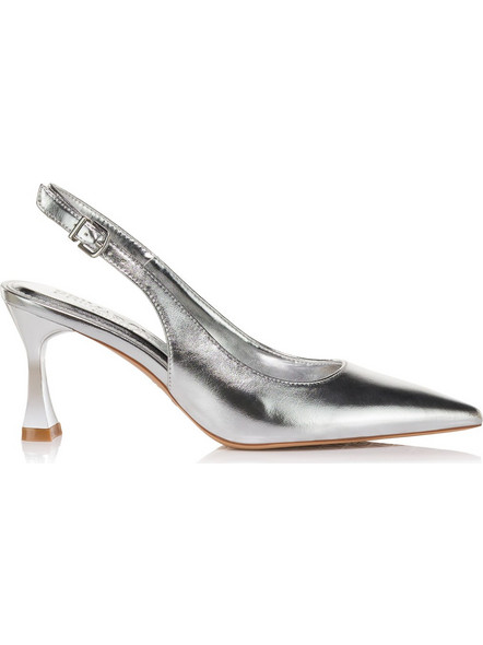 Primadonna Γόβες Slingback Δερμάτινες με Λεπτό Χαμηλό Τακούνι Ασημί 41101LM
